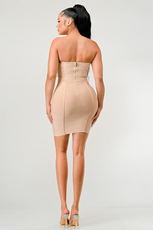 Bejeweled Contour Bandage Dress