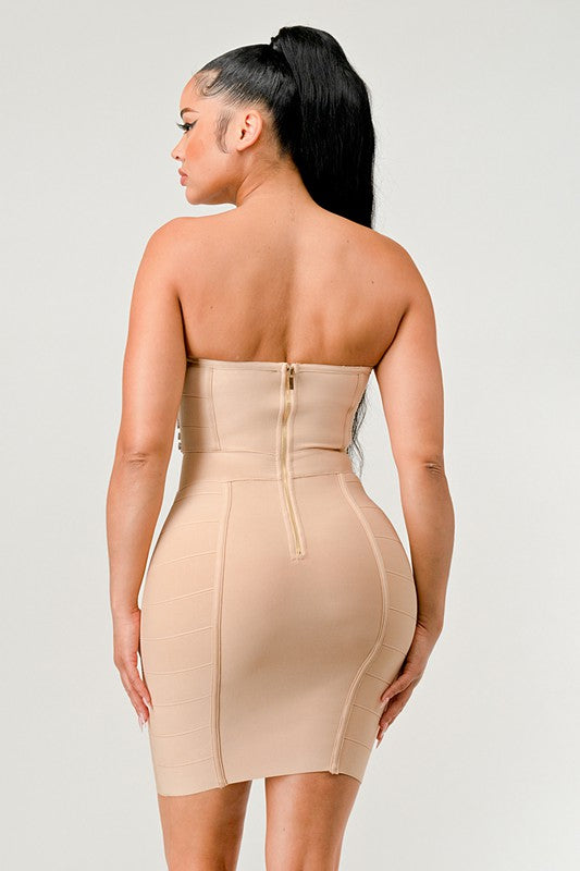 Bejeweled Contour Bandage Dress